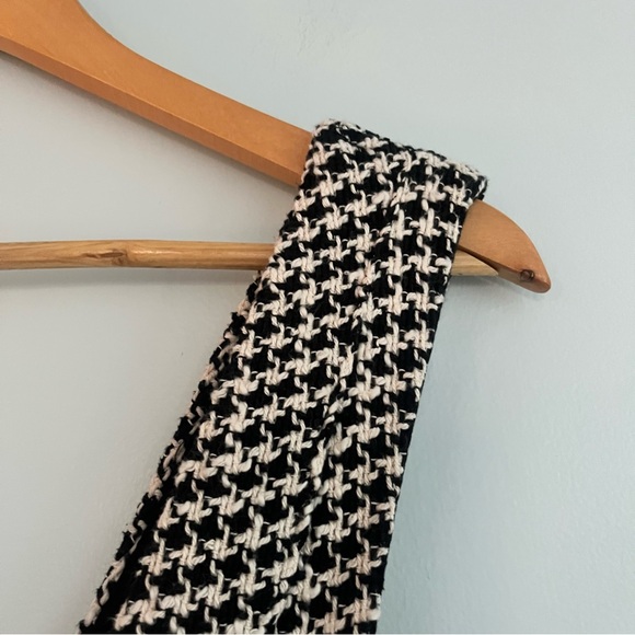 ZARA MIDI TWEED HERRINGBONE PINAFORE JUMPER DRESS BLACK WHITE BUTTONS MEDIUM - Picture 11 of 15